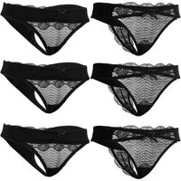 Fabio Farini Tanga Damen String Tanga für Frauen - Höschen Set mit transparenter Spitze (Packung, 6-St) Reizwäsche Unterhosen