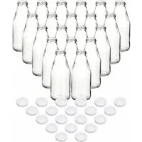 gouveo Trinkflasche Saftflaschen 500 ml mit Schraub-Deckel - Kleine Flasche 0,5 l, 20er Set, weiß