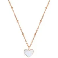 Hey Happiness Kette mit Anhänger Herz, Muschelschale Herz Kette Vergoldet 18K Roségold, Symbol der Liebe Kette Perlmuttherz Charm Damen, wasserfest
