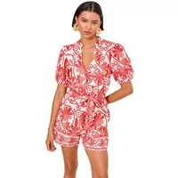 LIPSY Playsuit Lipsy Playsuit mit Puffärmeln, Print und Gürtel (1-tlg)