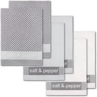 Dyckhoff Geschirrtuch Salt & Pepper, Maße je Tuch ca. 50x70 cm, (Set, 6-tlg), mit drei verschiedenen Motiven