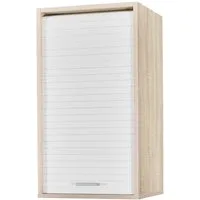 SIMMOB Rollladenschrank Küchenschrank, höhenverstellbare Böden, Eiche-Weiß, 72x40x35 cm