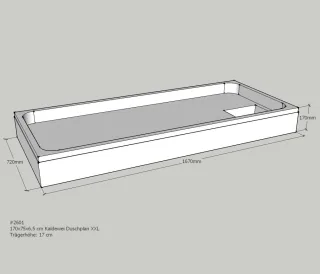 Neuesbad Wannenträger für Kaldewei Duschplan XXL 75x170x6,5 SD24005