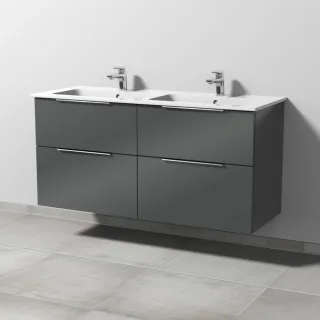 Sanipa 3way Waschtischunterbau zu Duravit ME by Starck Waschtisch mit 4 Auszügen, Anthrazit-Glanz UF72879