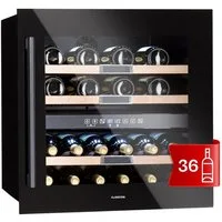 Klarstein Weinkühlschrank Vinsider 36 Onyx Edition Weinkühlschrank 85 L 36 Fl 2 Zonen 41 dB, für 36 Standardflaschen á 0,75l,Flaschenkühlschrank Weintemperierschrank Weinschrank Einbau 36 Fl.