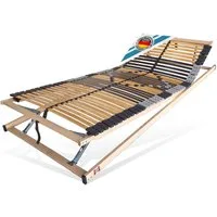 Lattenrost mit 42 Leisten, 100% Buche, 7 Zonen, MONTIERT bis 250 Kg BELASTBAR, Matratzen Perfekt, Kopfteil manuell verstellbar, Fußteil manuell verstellbar, Spar Set im Angebot vorhanden, Lattenrost mit Trio Kautschukkappen Top Lagerung der Leisten