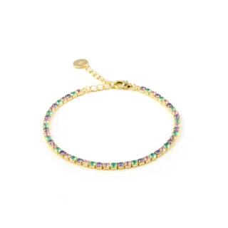 Luxenter 925 Sterling Silber Armband mit mehrfarbigen Zirkonia in 18K Gelbgold - Tahu
