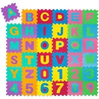 tectake Puzzlematte Spielmatte aus EVA-Schaumstoff mit Buchstaben und Zahlen, (Spielset, 1-tlg., 86-tlg., jedes Teil 31,5 x 31,5 x 1 cm), pflegeleicht, weich und rutschfest