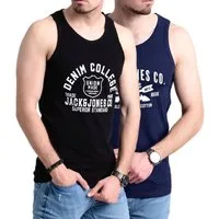 Jack & Jones Tanktop Bedrucktes Shirt aus Baumwolle (2er-Pack) mit Print
