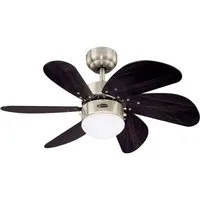 Westinghouse Deckenventilator Deckenventilator Turbo Swirl Chrom 76 cm mit Licht, Mit Zugschnur