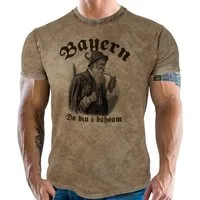 LOBO NEGRO® Trachtenshirt für Trachten Bayern Fans im Used Vintage Retro Look - Do bin i Dahoam