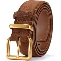 Zaewry Taillengürtel Damen-Wildlederimitat -Gürtel, modischer Vintage-Taillengürtel mit eckiger goldfarbener Schnalle, ideal zu Jeans oder Kleidern