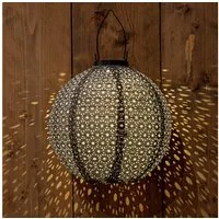 Spetebo LED Lampion Solar Textil Laterne Garten Deko Beleuchtung, Einschaltautomatik, LED fest integriert, warm weiß, Solar betrieben