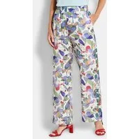 GOLDNER Schlupfhose Kurzgröße: Schlupfhose mit floralem Print Viskosehose mit Schlupfbund, Eingriffstaschen und Knöchellänge