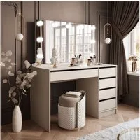 yourhouse24 Schminktisch MADI ELITE Frisiertisch Kommode mit LED-Beleuchtung Spiegel, Schublade (Tisch mit Spiegel, ohne Hocker), Hochglanz/matt, pflegeleicht, ABS-Kanten