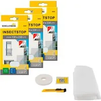 SCHELLENBERG Fliegengitter-Gewebe für bodentiefe Fenster und Türen, (Set, 3-St), Insektenschutz ohne bohren, 130 x 230 cm, weiß und anthrazit