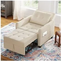 OUNUO Sofa Schlafsofa Klein 3 in 1, Klappsofa & Schlafhocker mit Bettfunktion