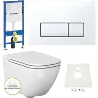 GEBERIT Vorwandelement WC Geberit Vorwandelement + Ference WC + Drückerplatte + WC-Sitz Delta51, Spar-Set