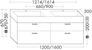 Burgbad Mineralguss-Waschtisch+Waschtischunterschrank System 30 Preisgruppe 4 Sana Eiche Weiß/Weiß SHGR161F6335C0037