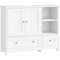 Homfa Waschbeckenunterschrank Unterschrank Badezimmerschrank mit 2 Schubladen und 2 Türen, Breite 80 cm, freistehend