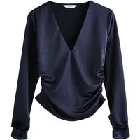 Next Langarmbluse Langarm-Oberteil mit V-Ausschnitt aus Jersey-Satin (1-tlg)