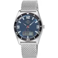 MASTER TIME Funkchronograph MTGA-10972-32M, Quarzuhr, Armbanduhr, Herrenuhr, Edelstahlarmband, analog, digital
