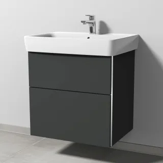 Sanipa 3way Waschtischunterbau zu Geberit Renova Plan Waschtisch mit 2 Auszügen, Graphit-Matt BP8761B
