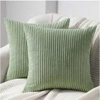 Topfinel Kissenbezug gestreiftes Muster,2er Set Kissenhülle Dekokissen Kissenbezug, Kordsamt 40x40 Sofakissen Couchkissen Zierkissenbezug Dekokissen