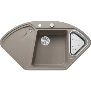 Blanco BLANCODELTA II Spüle 523666 105,7 x 57,5 cm, PuraDur tartufo, Ablauffernbedienung mit Drehbetätigung