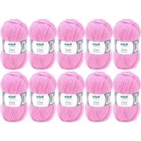 Gründl Wolle Lisa Premium Uni im 10x50g Wollpaket zum Handarbeiten Häkelwolle, (Wolle zum Stricken, Häkeln, Handarbeiten, Handstrickgarn), weich und pflegeleicht, ohne Schurwolle