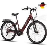 SAXXX E-Bike Trekkingrad Damen u. Herren 28'' SAXXX DSW, 418Wh, 250W Mittelmotor, max. 100km, 9 Gang Shimano Alivio Schaltwerk, Kettenschaltung, Mittelmotor, 418 Wh, (mit Akku-Schlüssel, mit Akku-Ladegerät, mit Rahmenschloss), Federgabel, Gepäckträge