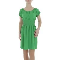 Ital-Design Sommerkleid Damen Freizeit (86164462) Kreppoptik/gesmokt Minikleid in Grün