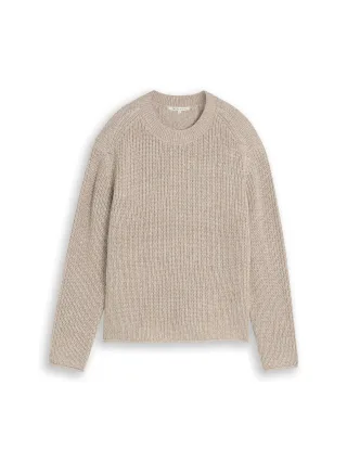 Denim Tom Tailor - Relaxed Fit Strickpullover beige white mouline - Gr. - XS