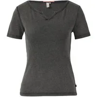 QS T-Shirt in Ripp-Optik und mit Splitneck