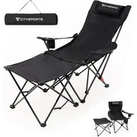 CITYSPORTS Campingstuhl Faltbar,Abnehmbare Strandstuhl,Angelstuhl, Klappliegestuhl, Zweiteiliger Liegestuhl mit verstellbarer Rückenlehne. Mit tasche
