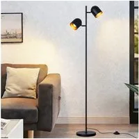 Nettlife Stehlampe Wohnzimmer Schwarz Metall Industrielle Retro Leselampe 2 E14 Fassungen, 350° schwenkbar, ohne Leuchtmittel, Stehleuchte Leselampe Retro für Schlafzimmer Wohnzimmer