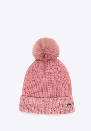 Wittchen Damen-Wintermütze mit geripptem Zierstreifen, rosa Acryl
