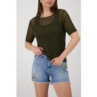 Monari Strickpullover Pullover Glanzbändchen Regular fit mit Ajour-Strick