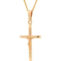HOPLO Kreuzanhänger Gold Anhänger Kreuz Korpus mit Goldkette 585-14 Karat Gold 36 cm, Made in Germany