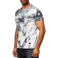 R-NEAL T-Shirt Batik T-Shirt Stretch Herren Kurzarm Shirt Verwaschen S M L XL XXL 3XL