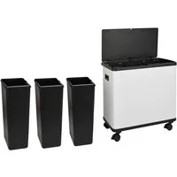 SVITA Mülltrennsystem, Herausnehmbare Inneneimer, 3 Fächer, Sensor, Soft-Close, 54L, Weiß