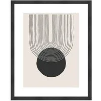 artissimo Bild mit Rahmen Gerahmtes Poster 40x50 cm / Wandbild modern / Wanddeko skandinavisch, Abstrakt und Formen: Linien und Kreis in Schwarz und Beige