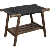 Dutchbone Schuhbank Sitzbank Hocker Kintaro Walnuss Japandi-Design & Seilgeflecht
