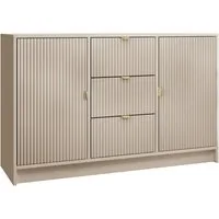MIRJAN24 Kommode Tireno 2D3SZ (mit zwei Drehtüren und drei Schubladen), Aluminiumgriff in der Farbe Gold