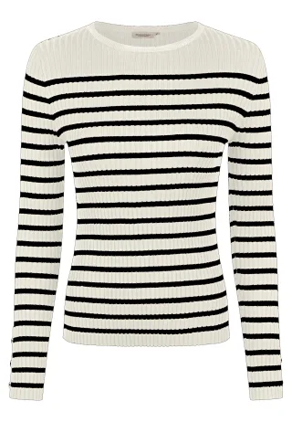 BROADWAY NYC FASHION - Sweater offwhite stripe - Gr. - 001