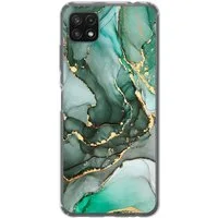 MuchoWow Handyhülle für Samsung Galaxy A22 5G Gold - Marmor - Grün - Luxus - Marmoroptik -, Smartphone-Bumper, Print, Handy Schutzhülle Dünn