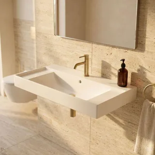 CARLDIX x LAUFEN Waschtisch 80 cm A91002008001 Weiß, 800 x 460 mm, mit Überlauf und Hahnloch, Wandmontage