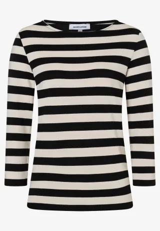 MORE & MORE - Streifenshirt schwarz - Gr. - 36