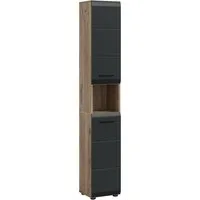 welltime Stauraumschrank FLORENZ, Höhe 185cm, 2 Türen, 7 Fächer, 4 Einlegeböden (1-St., TOPSELLER) Florenz, Badschrank Hoch Nox Oak NB, 185 cm Höhe