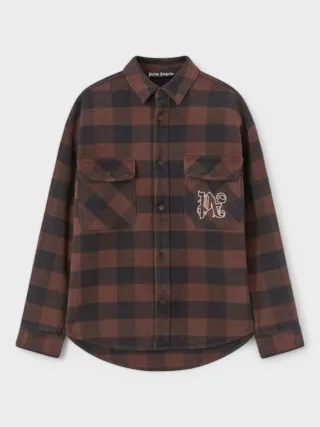 Palm Angels Karo-Muster Overshirt 'Braun/Off-White'